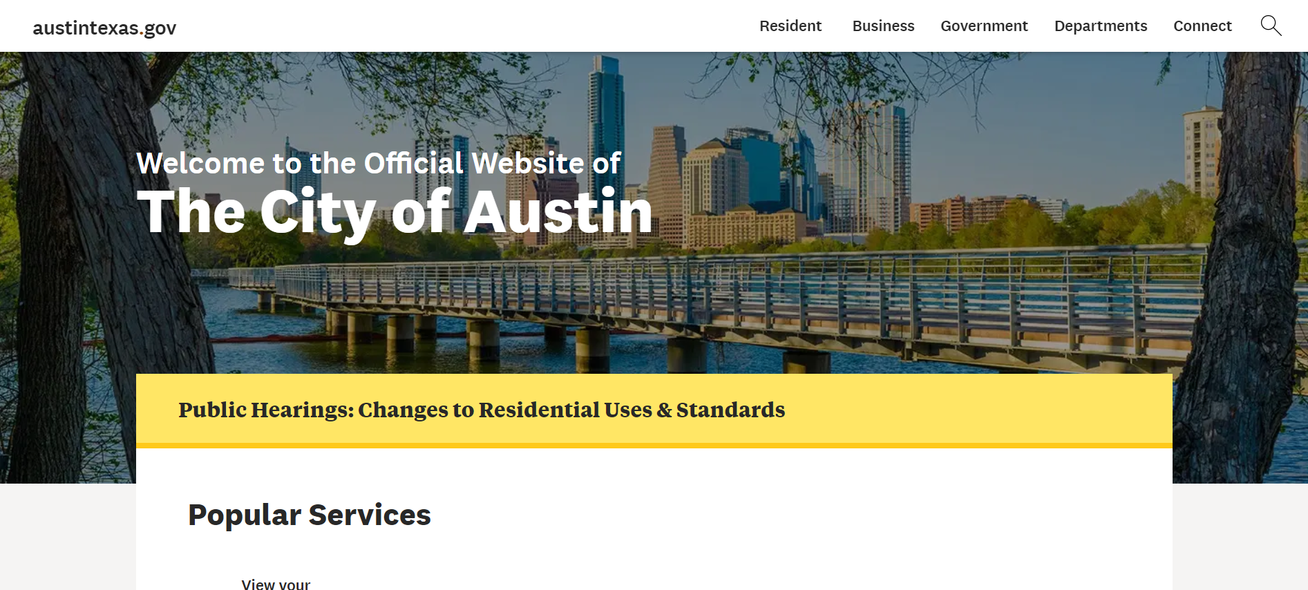 Webseite der Stadt Austin