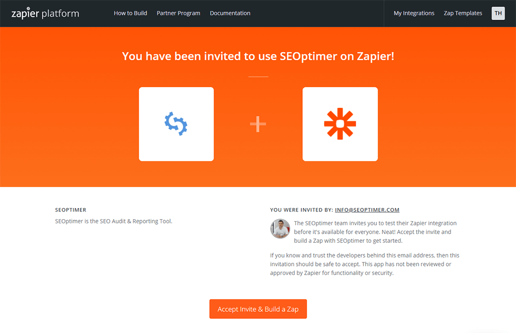 Zapier uitnodiging