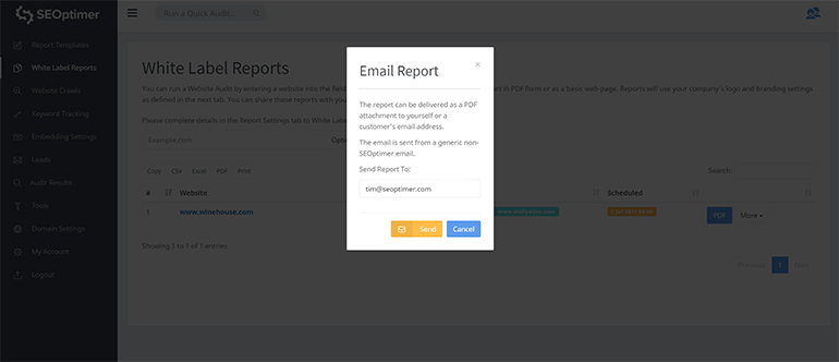 Email audit report